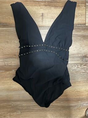 Women Givenchy Black One-Piece Swimsuit with Stud Detail